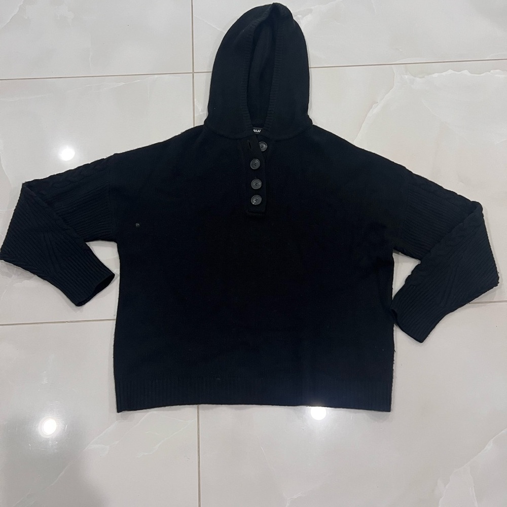 NAADAM Black Knit Sweater with Button‎ Accent